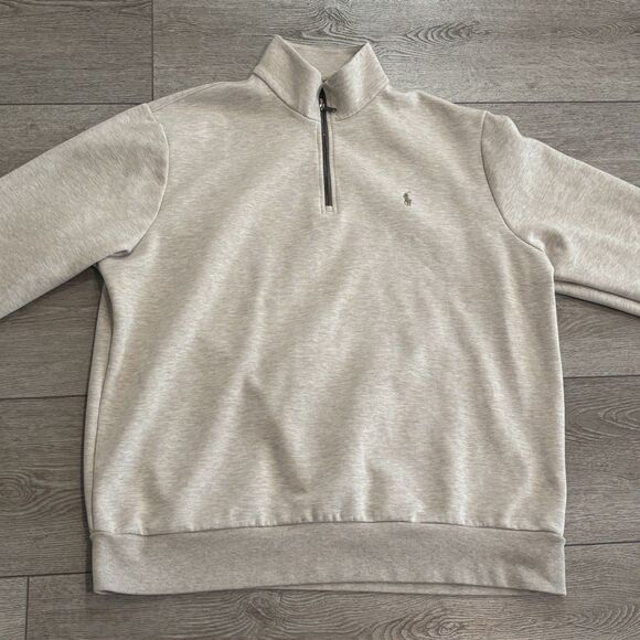 Polo Ralph Lauren Sweater Men XXL Tan Pullover Quarter Zip Sweatshirt Casual - Picture 1 of 8